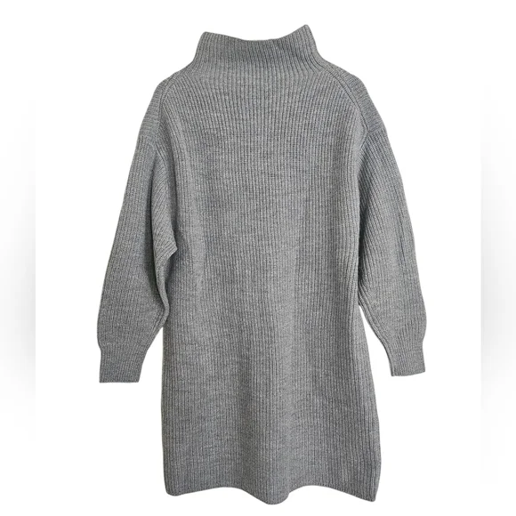 Quince Merino Wool Relaxed Turtleneck Sweater Dress Light Heather Gray, Size M - Picture 7 of 11